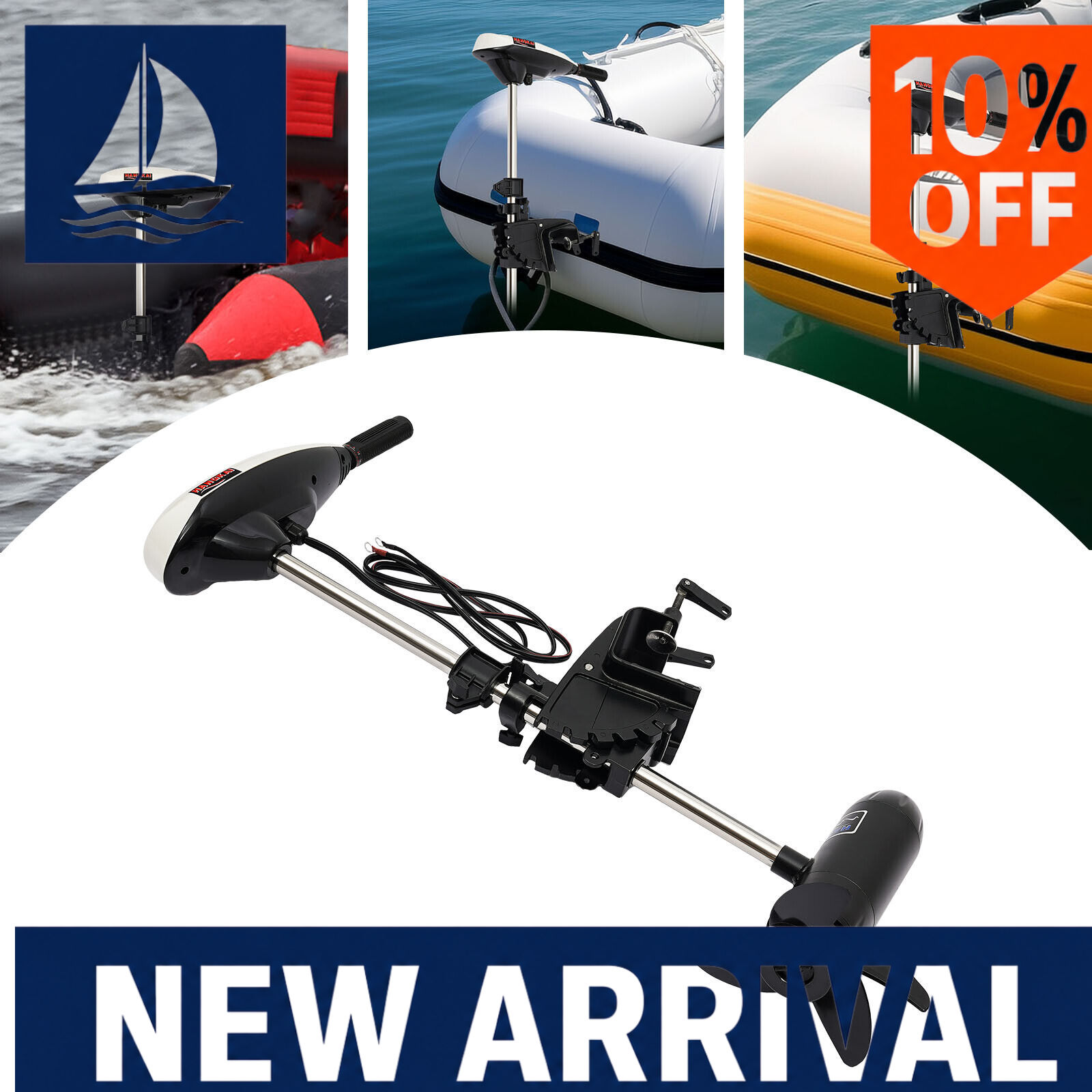 Fishing Kayak Trolling Motor - Motor Tempel Listrik 12V 65LBS, Motor